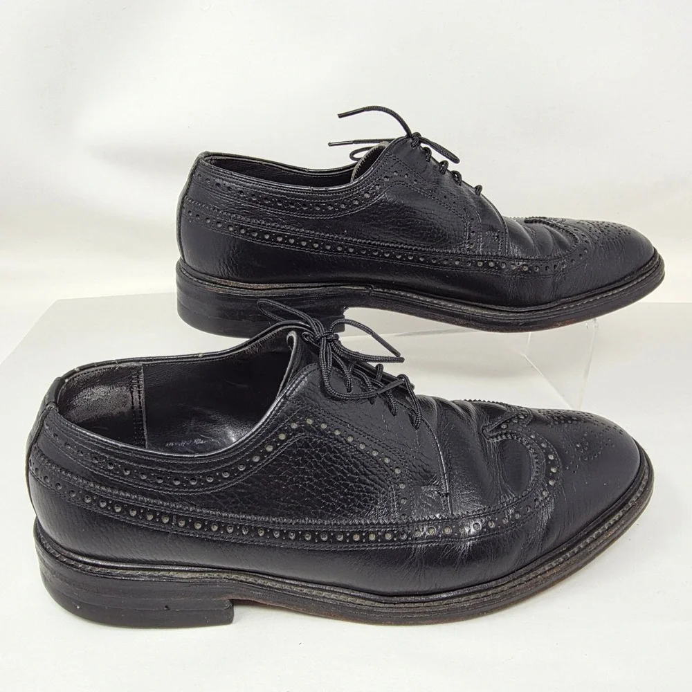 Hanover Wingtip Brogue Oxfords Mens 9 D 70128 Black Leather Dress Shoes USA Made